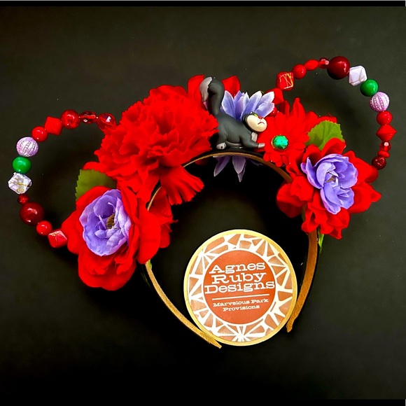 Lady Tremaine Lucifer Disney Villains Beaded Mouse Ears Fascinator Cinderella - Picture 1 of 7